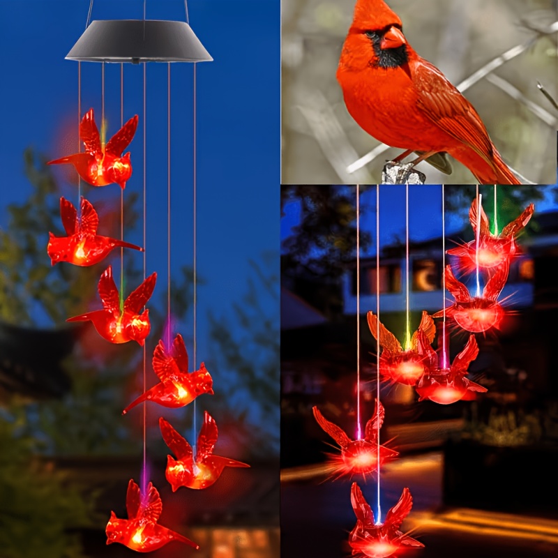 Outdoor Lighting Waterproof - Solarbetriebene Windspiel-Lichterkette mit flammenden Vögeln für