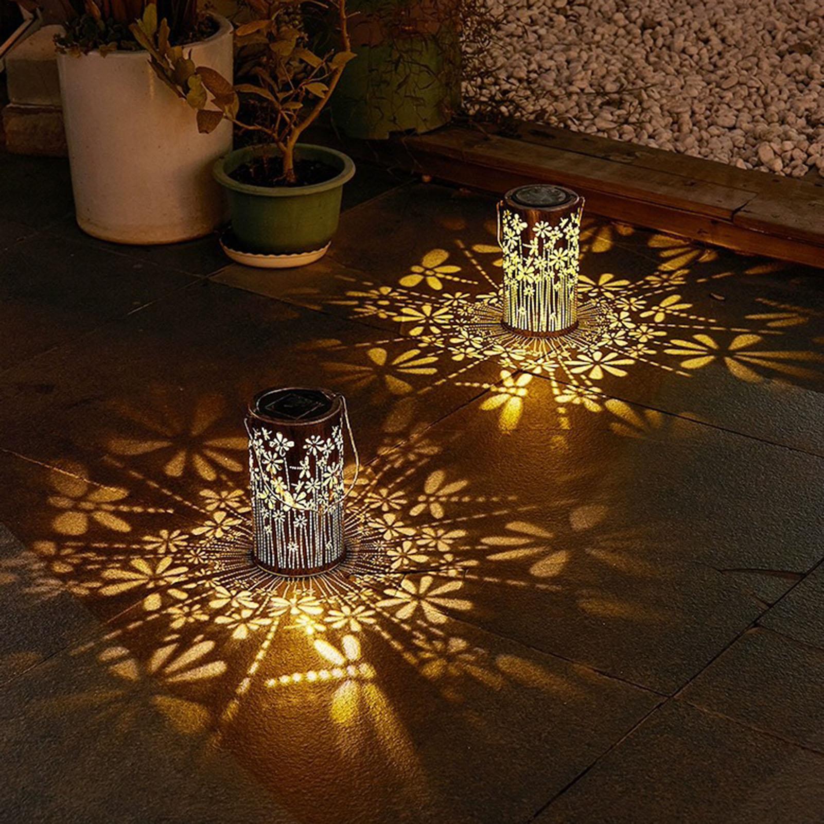 Solarlaternen, bunte Metall-Bl – Outdoor Lighting Pathway Bewertung und Preis